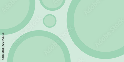 Abstract Mint Green Circle Background With Overlapping Rings and Minimal Geometric Design