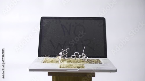 Post Apocalyptic Laptop Reclaimed by Nature with No War Message