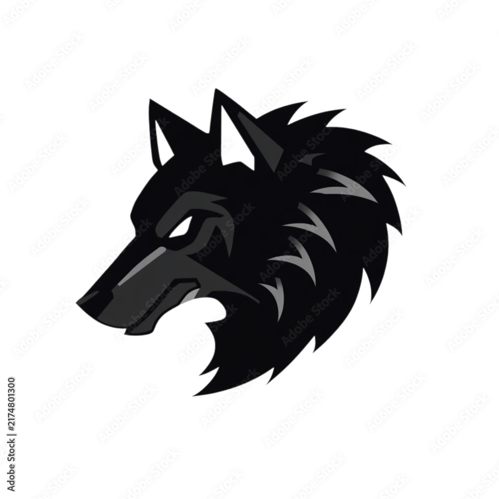 Obraz premium Black Wolf Head Vector Silhouette for Mascot Logo and Tattoo