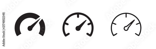 Set of speedometer and tachometer gauge icons representing speed and performance measurement with speedometer icon speed meter dial icon speed indicator dashboard gauge measurement tool hardware