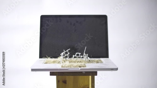 Post Apocalyptic Laptop Reclaimed by Nature with No War Message