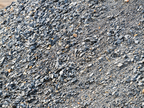 Foto Detailed close up of textured pile of gravel and stones in serene outdoor enviro