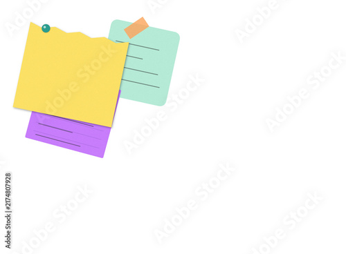 Flat filled sticky notes illustration with pin for planning and organization