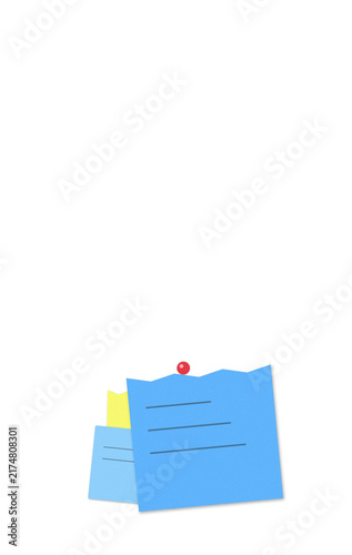 Flat filled sticky notes illustration with red dot for office design