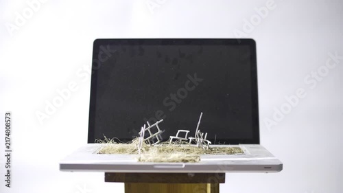 Post Apocalyptic Laptop Reclaimed by Nature with No War Message