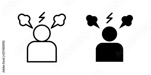 Cuadro en lienzo Irritated Human Icon represents frustration, annoyance, anger, stress, emotional discomfort, and negative reactions in personal or professional situations