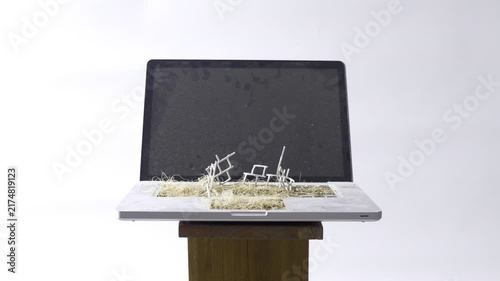 Post Apocalyptic Laptop Reclaimed by Nature with No War Message