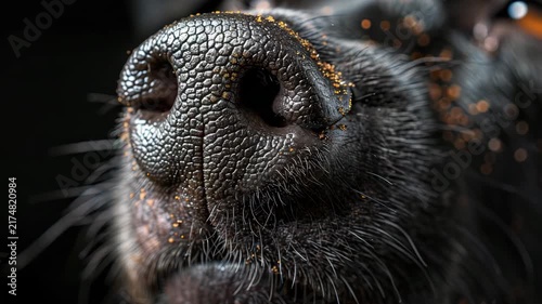 close up of a black dog