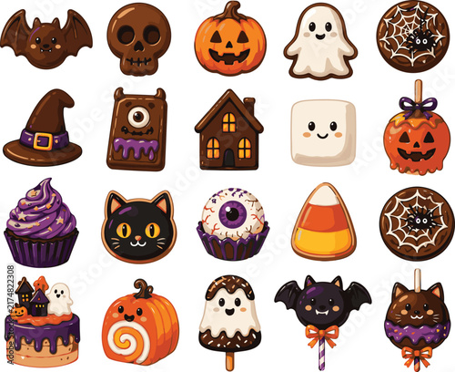 Halloween Cookies Collection  Spooky Bat Ghost Pumpkin Witch Cat Candy Treats