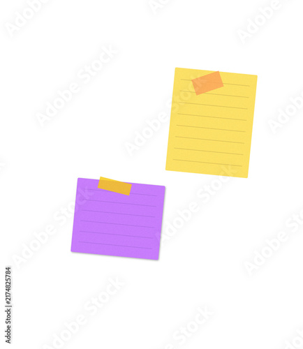 Flat filled sticky notes with flags illustration for office organization