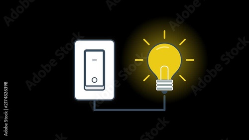 Illuminated idea concept - light bulb turns on with a switch, representing innovation and inspiration