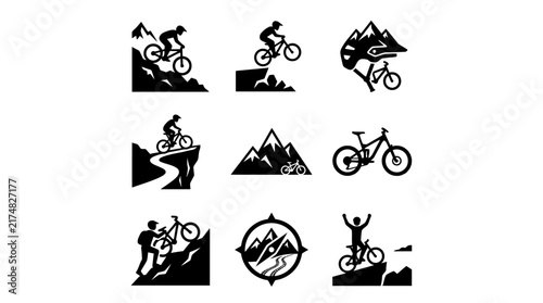 Mountain Bike Tricks and Stunts Icons.