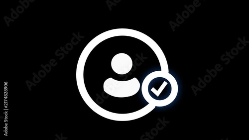 Blue user profile icon with checkmark symbol inside a circle indicating verification approval , Verified user profile icon with checkmark , Modern digital identity approval concept.