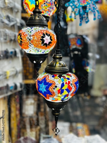Modern and traditional Arabic decorative lights displayed for sale in a lighting showroom in Muscat, Oman, featuring elegant Islamic designs, lanterns and contemporary lighting styles.