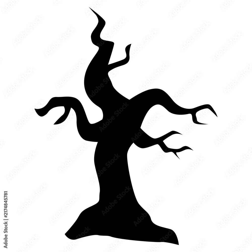 Naklejka premium Dead tree icon vector. Halloween tree illustration sign. Creepy tree symbol. Scary tree logo or mark.