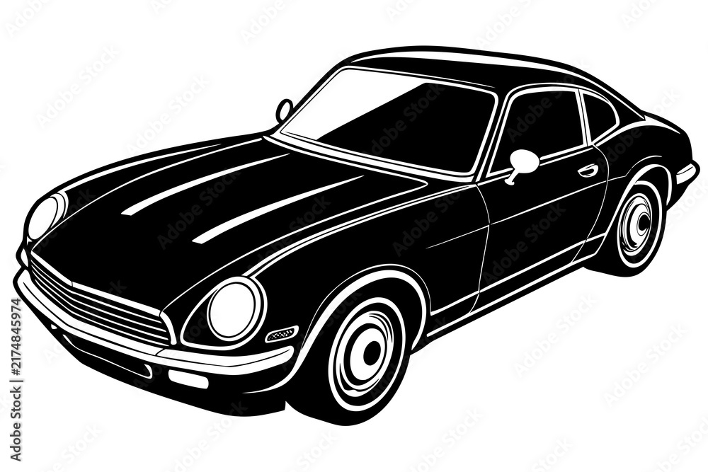 Fototapeta premium A black and white vector illustration of a classic sports car