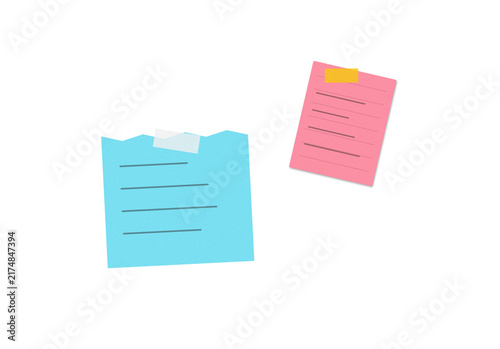 Flat filled sticky notes with text lines for planning and organization