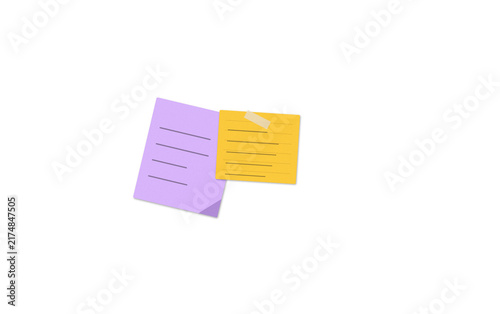 Flat filled sticky notes with text lines illustration for office design