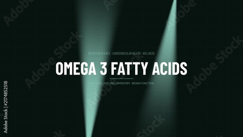 Omega 3 Fatty Acids Spotlight Text Animation Nutrition Cardiovascular Health Looped