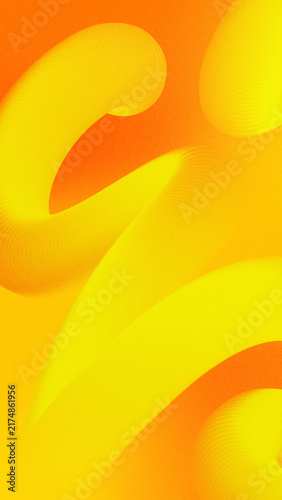 Abstract futuristic 3D fluid brush paint warm yellow citrus tones background with grainy texture vertical composition perfect for mobile device technology wallpapers.