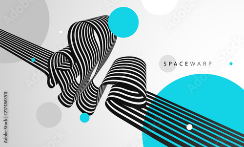 Abstract background with curve lines in 3D perspective, dynamic stripes tape looks like road, journey trip wallpaper, futuristic dynamic expanse theme.