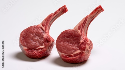 Fresh Raw Lamb Chops Isolated on White Background for Cooking