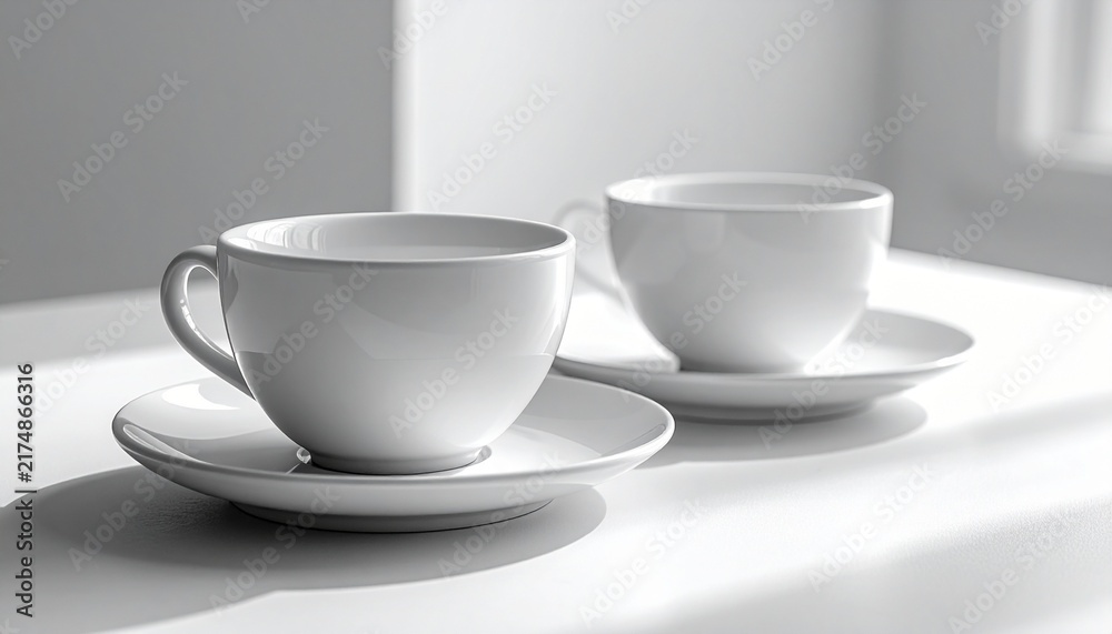 Fototapeta premium Minimal Ceramic Cup and Saucer Pair