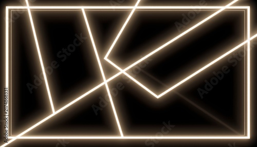 The image features a series of bright, glowing lines arranged in an abstract geometric pattern against a dark background