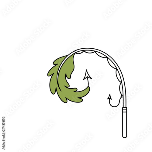 Fishing Rod with Leaf Bait