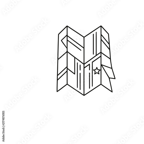 Folded map with star icon