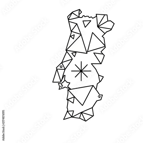 Geometric Portugal Map Outline