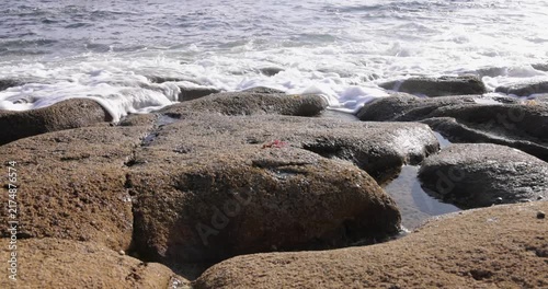 Scenic ocean waves breaking on a rocky coast