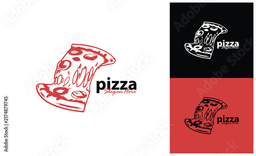 Pizza food logo design vector. Silhouette pizza food Template Illustration. Icon Symbol