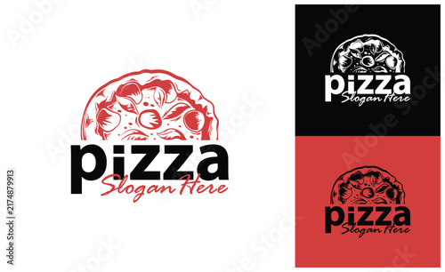 Pizza food logo design vector. Silhouette pizza food Template Illustration. Icon Symbol