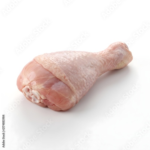Photorealistic 3D Raw Chicken Drumstick Isolated on White Background