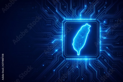 Taiwan-glowing-outline at deep indigo