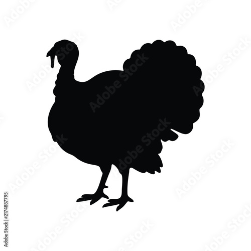 Turkey bird silhouette vector flat illustration design.