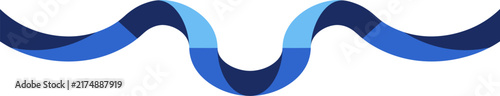 Symmetrical Wavy Ribbon Banner with Suspended Droop Center in Blue