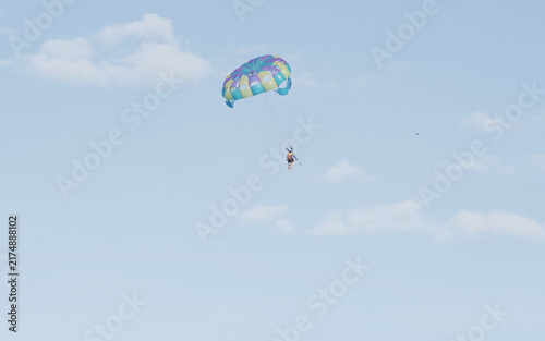 Konstfotografi Parasailing over the sea. Da Nang coast. Active leisure.