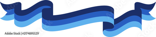 Symmetrical Wavy Ribbon Banner with Fluted Triple-Wave Tails in Blue