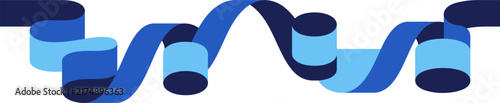 Symmetrical Wavy Ribbon Banner with Cylinder-Wrap Folds in Blue
