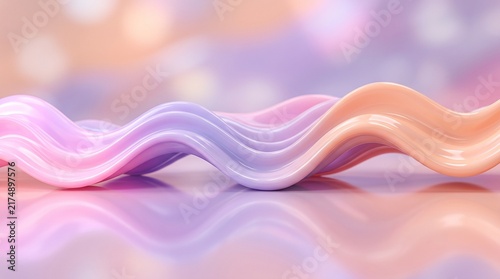 Smooth Flowing 3D Liquid Waves in Pastel Peach Lavender and Soft Pink Gradient Background