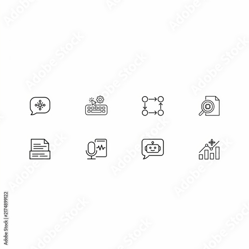 Premium smart technology and artificial intelligence linear vector icons set