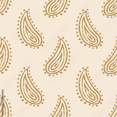 Vector seamless paisley pattern in boho style. Retro boho pattern in Indian style. Turkish cucumbers.