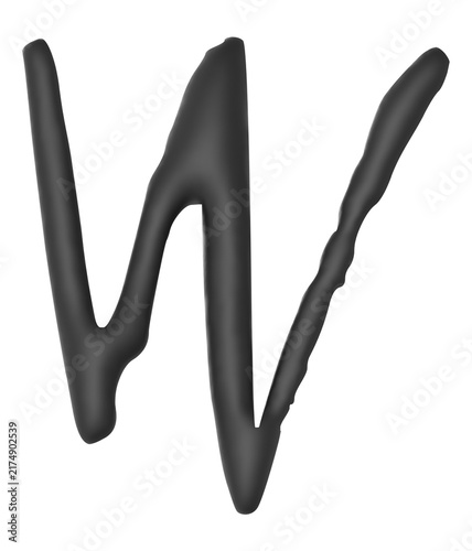 Фотография W 3d lettering freeform abstract typography , 3d render