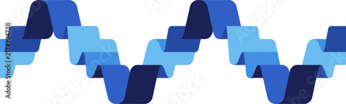 Symmetrical Wavy Ribbon Banner with Alternating Stepped Folds in Blue