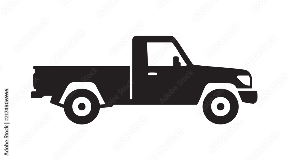 Fototapeta premium Pickup truck silhouette icon for automotive transport design projects.