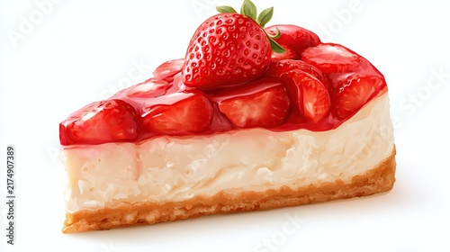 Delicious Strawberry Cheesecake Slice with Fresh Fruit Topping