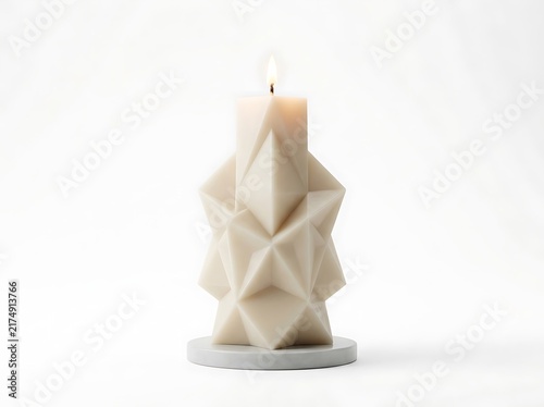Minimalist Geometric Sculptural Candle with Soft Flame for Modern Home Decor and Aromatherapy Relaxation
