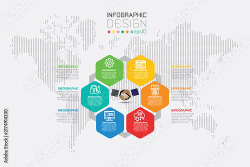 Hexagon Business Strategy Infographic with 6 Options